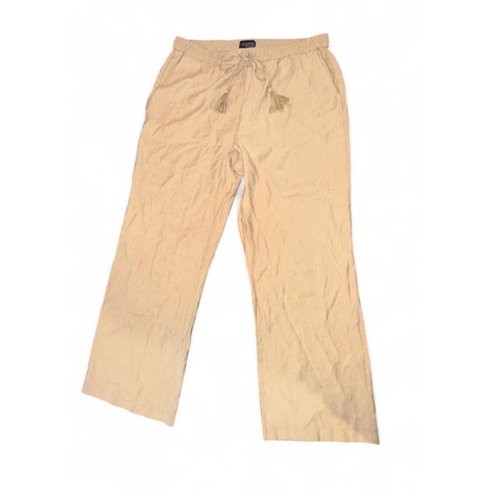 Laundry by Shelli Segal Wide Leg Tan Pull On Trousers Resort Capsule Summer XL